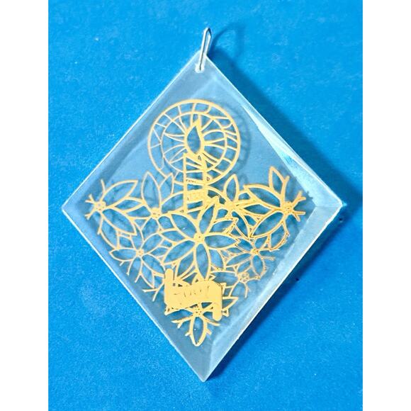 1997 Holiday Treasures Collectors’ Acrylic Lighted Candle Poinsettias Ornament - Picture 9 of 14